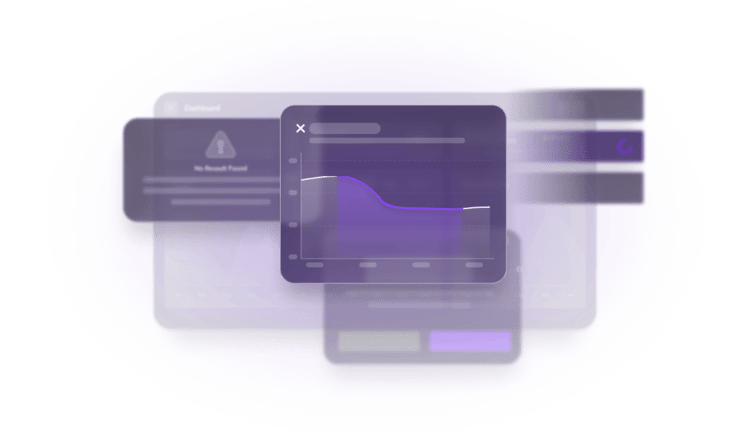Purple dashboard with analytics chart and utilization metrics overlay